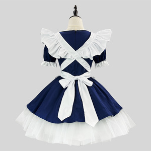 Classic Angel Maid Dress Navy Blue White Tulle Petticoat Cosplay Costume For Anime Role Play - Product Image 4