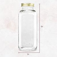 Bouteille de boisson en verre carré 32oz avec poignée et paille pour le lait, le thé, le jus, Kombucha, vente en gros