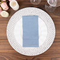 Serviettes en papier Airlaid bleues effet lin imprimées avec logo personnalisé, 1 pli, poids lourd, jetables, pliage 8 volets, luxe hôtelier