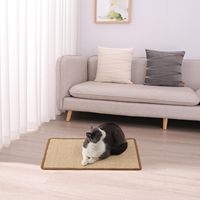 Natürliche Sisal-Katzenkratzmatte Horizontale Bodenkratzmatte mit Klebebändern zum Schutz von Sofa und Teppich für Hauskatzen