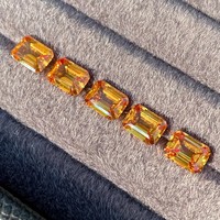 Batu Permata Emerald Cut Hailer, Batu Permata Lepas, Grosir, Safir Buatan Laboratorium, Safir Kuning