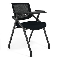 Chaise de conférence pliable et empilable en acier avec tablette d'écriture et roulettes - Design moderne pour l'école et le bureau
