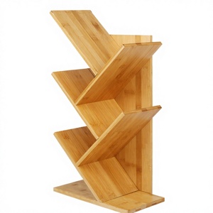 Étagère à <span class=keywords><strong>livres</strong></span> en bois moderne en forme d'arbre à 5 niveaux, support de rangement rectangulaire pour CD, organisateur de bureau et de sol, étagère pour chambre d'étudiant - Product Image 1