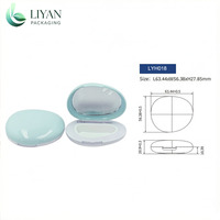 Boîtier de poudre compacte rond vert personnalisé, écologique, en plastique ABS, avec logo en relief, pour marques de beauté