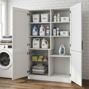 <span class=keywords><strong>Mueble</strong></span> de Almacenamiento Personalizado para Lavandería con Fregadero, Puerta Plegable, Conjunto de Muebles Utilitarios para Proyectos de Apartamentos - Product Image 3