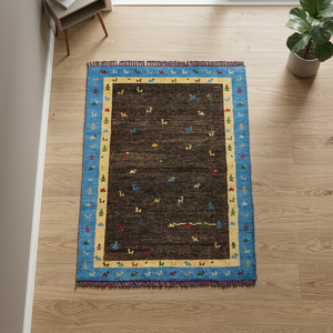 Collection Ocean Art - Tapis de prière en laine et coton à poils coupés, tissé à la main, de luxe, style Kilim, respectueux de l'environnement - Product Image 4