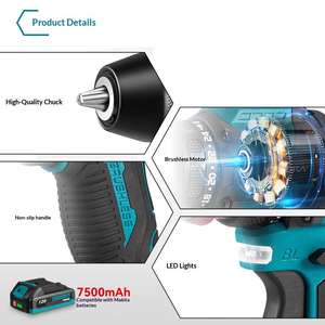 Destornillador Eléctrico <span class=keywords><strong>de</strong></span> Litio Recargable sin Escobillas, Ajuste <span class=keywords><strong>de</strong></span> Doble Velocidad, Multifuncional, Portátil, <span class=keywords><strong>de</strong></span> Impacto, para el Hogar - Product Image 3