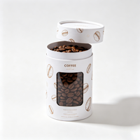 Boîte cylindrique ronde de luxe imprimée avec fenêtre transparente, emballage personnalisé pour la présentation de la marque de grains de café et l'emballage cadeau