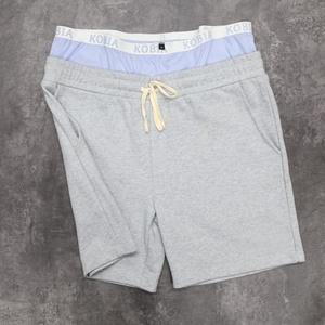 Shorts décontractés gris pour hommes avec cordon de serrage, imprimé personnalisé, respirants, style streetwear, avec logo frontal, en coton tricoté - Product Image 4
