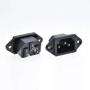 C14 Power Socket 10A 250V 3pins IEC320 C14 Male Power Socket Snap in Connector Electric Inlet With Screw Fixing Hole For PDU UPS