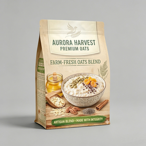 Bolsas de Embalaje de Plástico Laminado con Fondo Plano y Logotipo Personalizado para Cereales de <span class=keywords><strong>Avena</strong></span>, Alta Barrera, Acabado Mate, Grado Alimenticio - Product Image 1