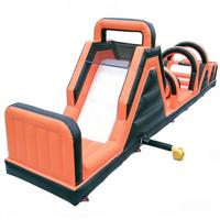 Parcours d'obstacles gonflable orange et noir avec toboggan pour enfants, équipement de jeu d'aventure, matériau PVC, écologique, qualité commerciale