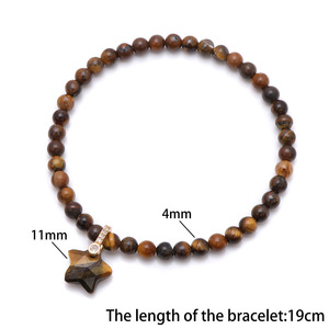 Bestone Trendiges Handgefertigtes Stern-Anhänger Armband 4MM Dehnbares Perlenarmband Natürliches Amethyst-Perlenarmband als Geschenk - Product Image 4