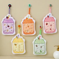 Serviette de cuisine suspendue en polaire corail brodée, style gâteau, absorbante, épaisse, non pelucheuse, pour salle de bain