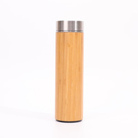 Botella de Agua BORGE Personalizada de Bambú con Termo de Acero Inoxidable, Infusor de Té Inteligente y Pantalla LED de Temperatura
