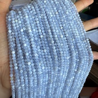 Perles en pierre naturelle en vrac pour la fabrication de bijoux : Agate bleue, Agate violette, Agate dentelle, Perles de cristal à facettes de 2mm, 3mm, 4mm