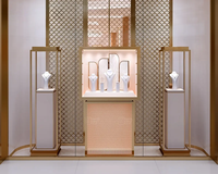 Vitrine d'exposition de bijoux en bois massif avec éclairage LED et verre trempé, couleur/taille personnalisable pour les comptoirs de bijouteries et les magasins