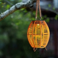 Lampes de jardin solaires portables pour l'extérieur Lampes de camping solaires pour l'extérieur Lanternes de rotin à LED étanches à énergie solaire
