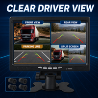 Kit Moniteur Caméra de Recul pour Véhicule avec Écran Partagé Avant/Arrière, Alarme Vocale, Capteurs de Stationnement, Écran 7 Pouces 1080P, Étanche et Vision Nocturne