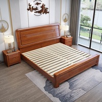 Revêtement moderne en cuir de lit en bois king size pour le rangement des meubles de chambre