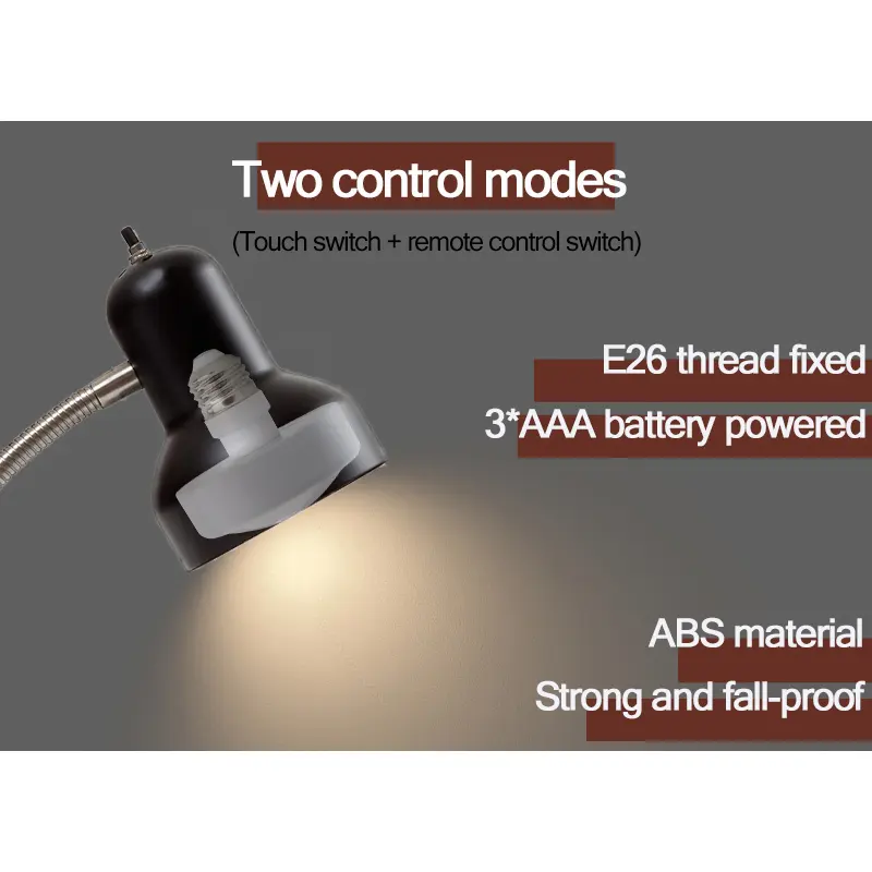 Luz de 3 colores alimentada por batería E26 hilo downlight inteligente batería bombilla de control remoto