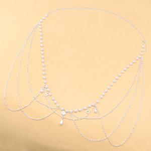 Cadena de cintura de perlas con borlas, estilo chino, accesorio Hanfu antiguo para mujer, cinturón de fiesta, blanco K, dos hebillas de langosta - Product Image 6