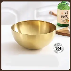 Stainless Steel 304 Soup Bowl Set Gold Fruit Salad Mixing Bowl Set For Serving Salad Soup And Fruit