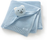 Couverture Bébé Solide en Peluche Douce Ours, Doudou de Sécurité pour Nouveau-nés et Nourrissons Garçons Filles, Couverture Tricotée Confortable