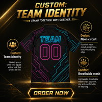 Jersey Esports Hitam Cetak Digital Lengan Pendek Kaos Olahraga untuk Acara Tim, Turnamen, dan Pertandingan
