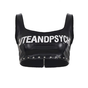 Débardeur court tendance en Spandex/Polyester respirant - Style Gothique Punk, imprimé léopard et blocs de couleur avec détails boutonnés - Product Image 6