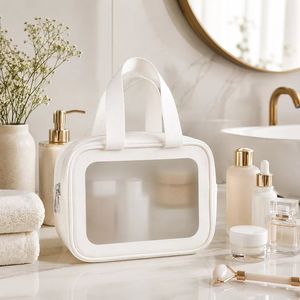 Wholesale Frosted PVC Makeup <b>Bag</b> Custom Logo <b>Clear</b> Window Waterproof Cosmetic Organizer Travel <b>Toiletry</b> Pouch Factory - Product Image 3