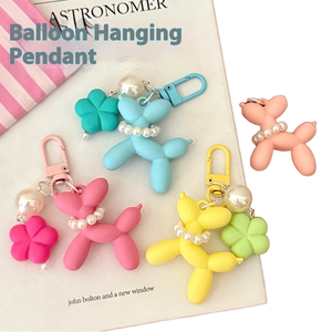 Globo de dibujos animados perro llavero Kawaii colorido suave Pvc auricular caso bolsa encanto accesorios encantador flor perro globo llavero - Product Image 2