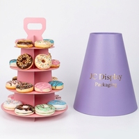 Support Horace en carton pour le thé de l'après-midi, boîte d'emballage portable multicouche pour dessert pâtisserie cupcake macaron avec poignée