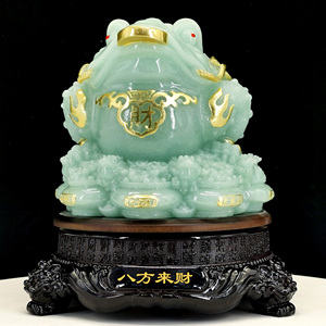 Venta al por mayor resina artesanía estatuilla sapo Fengshui decoración dinero rana y Sapo suerte Jade dinero sapo Decoración - Product Image 4