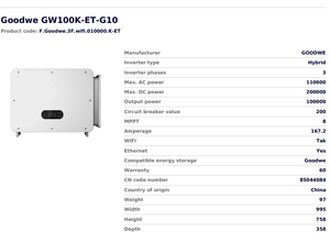 อินเวอร์เตอร์ไฮบริดพลังงานแสงอาทิตย์ GoodWe GW100K-ET-G10 100KW 3 เฟส 380V แรงดันสูง สำหรับระบบกักเก็บพลังงานเชิงพาณิชย์ - Product Image 3