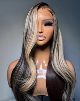 Perruque sans colle 13x6 Lace Front en cheveux humains vietnamiens bruts, double densité, blond 613, ultra-lisse, de luxe, pour femmes