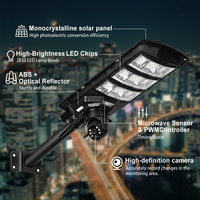 Lampe solaire extérieure à LED IP65 à prix d'usine, couleur réglable, 30W, ABS, haute luminosité, avec caméra CCTV 360°