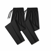 Pantalon décontracté d'été pour homme en soie glacée, séchage rapide, respirant, anti-plis, coupe droite, léger, taille mi-haute