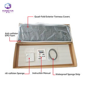 Cubierta de Caja de Carga Manual, Plegable en Cuatro Partes, de Aleación de Zinc y Aluminio, Negra, para <span class=keywords><strong>Ford</strong></span> F150/Silverado/Ranger 5.5FT, Impermeable, Antirrobo, Carga de 400 kg - Product Image 6