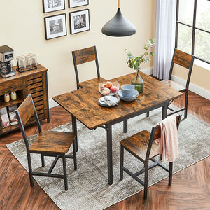 Table à manger extensible <span class=keywords><strong>VASAGLE</strong></span>, meubles de <span class=keywords><strong>cuisine</strong></span> et de salle à manger, cadre en métal industriel, plateau en bois, table à manger de <span class=keywords><strong>cuisine</strong></span> - Product Image 1
