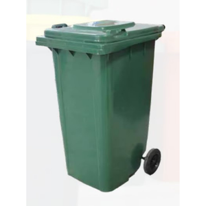 Poubelle en plastique vert CTK 2001 de 80 L, robuste, avec roues, conteneur à déchets en HDPE haute densité pour usage industriel et extérieur - Product Image 1