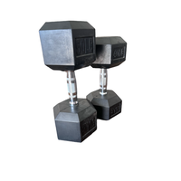 Haltères hexagonales en fonte d'acier solide revêtues de caoutchouc Haltères hexagonales d'haltérophilie 10kg Haltères hexagonales