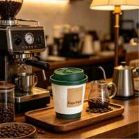 Gobelet en papier kraft à double paroi, personnalisé en usine, jetable, écologique, biodégradable, recyclable, avec couvercle en PE pour boissons chaudes, sur mesure