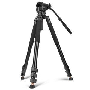 Trípode QZSD Q680 para videocámara con soporte de cabeza plana de amortiguación hidráulica Q90 de 1910MM de altura con clavo de pie - Product Image 5