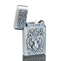 Briquet à kérosène en métal rétro à motif en relief, logo Tiger Constantine, bronze