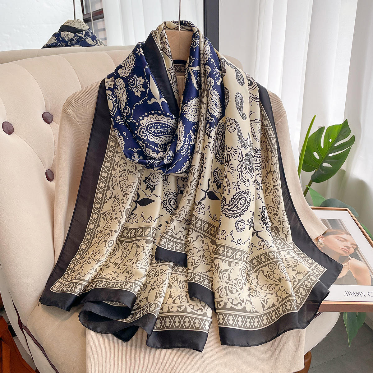 90 180cm Women's Scarf Customized Printing Designer Luxury Silk