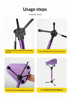 Tabouret de camping d'extérieur pliable en aluminium, siège trépied compact et portable pour camping-car, voyage, camping, pêche, randonnée