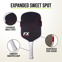 Raquette de pickleball en fibre de carbone FX avec une épaisseur de 16 mm, poignée de couleur personnalisée, face texturée et bord de protection pour une utilisation en intérieur/extérieur