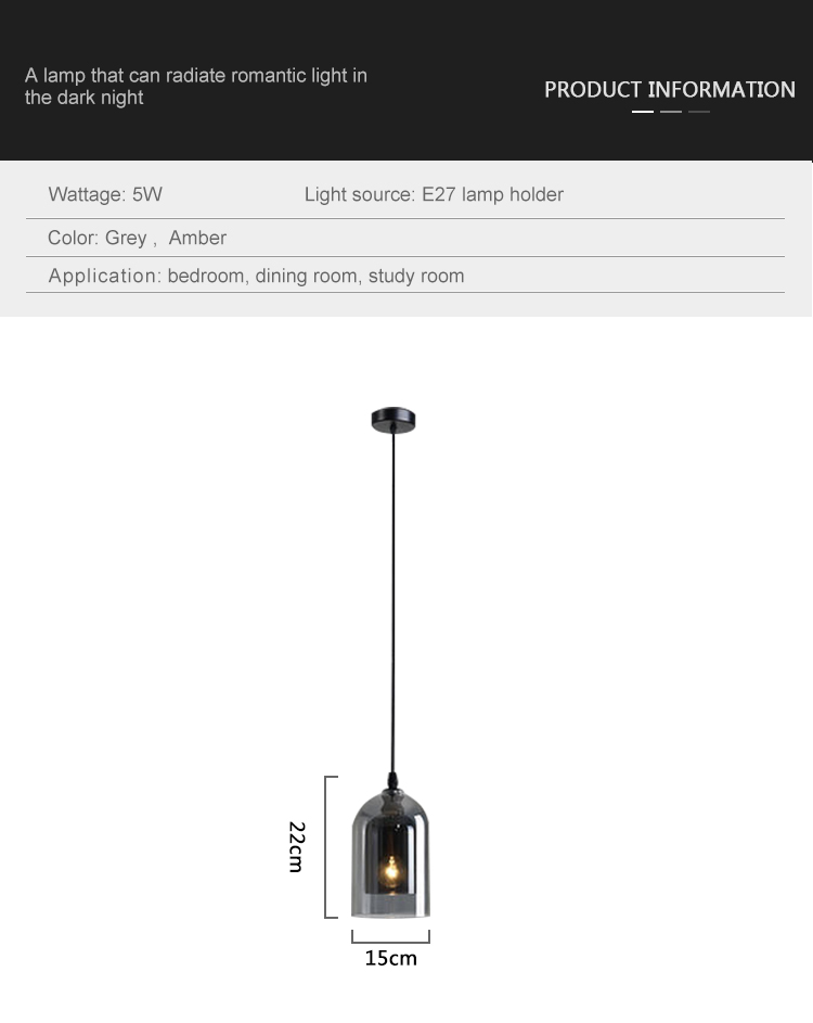 New Design Decoration Kitchen Livingroom Bedroom 5W Glass E27 Pendant Light