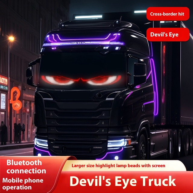 New BGZM 16*144 Extra Large Truck Demon Eye LED Smart Car Sticker 12V Ambient Light APP Advertising Logo Screen 2-Year Warranty